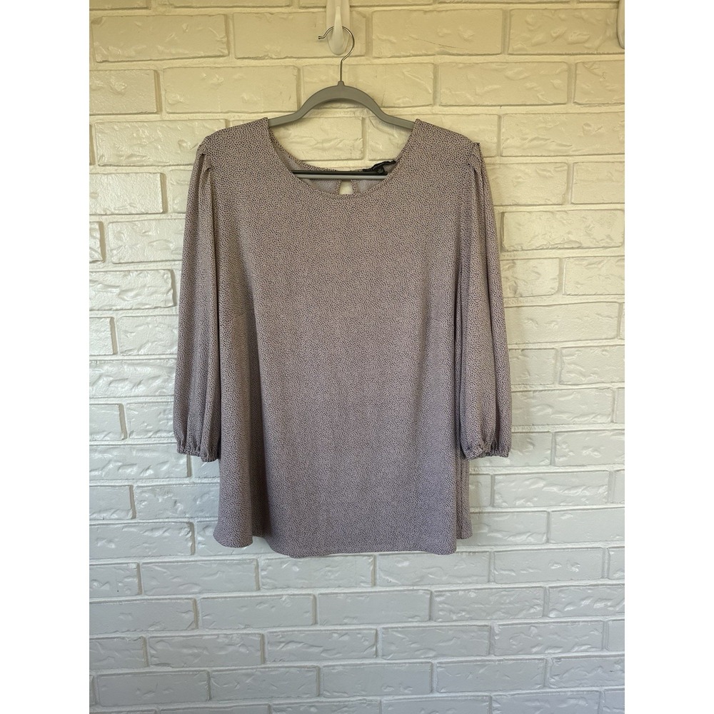 Adrianna Papell Light Pink & Black Smocked Shoulder Top 2X Casual